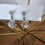 Vintage Aurora Borealis AB Crystal Bead Ball Drop Dangle Clip on Earrings Silver Photo 7