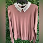 Milano Long Sleeve Sweater with Jewel Encrusted Collar Photo 6