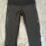 Lululemon Leggings Capri Pants 8 Black Foil Sides‎ Yoga Running Dance Textured Photo 0