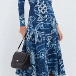 Ralph Lauren Polo  Shabori Patchwork Rowie Long Sleeve Dress Blue XS NWT Photo 0