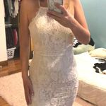 Line and Dot White Lace Dress  Photo 0