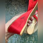 Vintage satin sequined floral evening mules, size 6 Red Photo 11