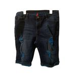 Be Girl Women's Plus Size 16 Blue Capri Jean Shorts Pockets Destroyed Distressed Photo 0