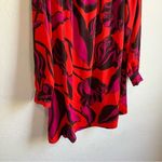 Who What Wear Who what where hot pink red long sleeve floral midi dress size XS puff sleeve Photo 4