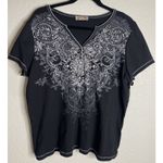 Canyon River Blues Vintage Womens Y2K Blue Canyon 2X Black‎ Top Shirt Embellished Romantic Grunge Photo 0