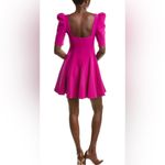 Black Halo  Bambi Mini Dress Puff Sleeve Skirt Pockets Berry Plum Sz 12 NWT $415 Photo 1