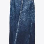 ZARA NEW  Denim Effect blue high waisted midi skirt women's size medium Photo 0