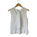 ZARA  White Eyelet Cotton Blouse with Beaded Hem Size S Photo 4