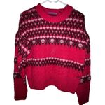 Scotch & Soda  Cable Knit Fair Isle Sweater Cosmic Pink Red Alpaca Wool Blend Med Photo 0