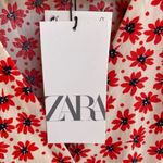 ZARA NWT Printed Belted Jumpsuit in Red White Floral Size Extra Small Photo 8