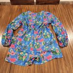 Lucky and Blessed L&b floral long sleeve short blue pink romper V Neck large Photo 7