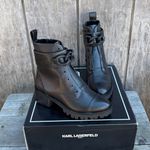 Karl Lagerfeld  PARIS Womens Black Rhinestone Chained Strap Almond Toe Boots 6.5 Photo 2