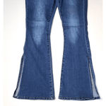 Bamboo  Flare Mid Rise Split Leg Blue Jean‎ sz 13 Hipster 90s Throwback Photo 1