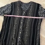 Vintage Boho Mixed Print Button Down Top Blouse Ethnic Border, Indie Folk Shirt Black Size 1X Photo 4