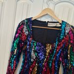 Oleg Cassini Black Tue  Multi Color Sequin Mini Dress Size Small 4 Photo 2