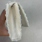 Vintage Beaded Handmade Clutch Evening Handbag Ivory Satin Formal Party‎ Bag White Photo 6