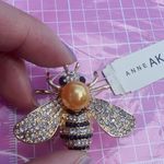 Anne Klein bee π brooch micro pave setting gold tone Photo 0