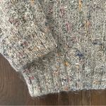 Vintage Mohair Blend Melange Knit Cardigan Sweater in Heather Oatmeal Large Gray Photo 4