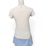 J.Crew Ivory Cotton Embroidered Reindeer Holiday T Shirt Women's Small Festive Photo 4