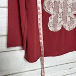 POL  Boho Floral Lace V-Neck Long Sleeve Top Red Patchwork Tee Women’s Size Small Photo 5