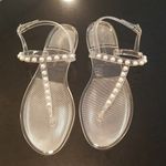 Stuart Weitzman ๐๐ Goldie Jelly Sandal Thong ~ Clear Pearl Embellishments 12 Photo 9