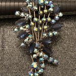 OUTSTANDING PEACOCK LIKE LONG FLORAL BLUE BROOCH Photo 2