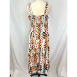 Mile Gabrielle Maxi Dress Womens 3X Bright Geometric Print‎ Ruffled Straps Orange Photo 1