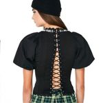 I am gia I.AM.GIA Black Chelsey Corset Top Lace up Cropped Chic Casual Size XS Photo 1