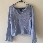 EXPRESS blue long sleeve tie up sweater with hole details Photo 0