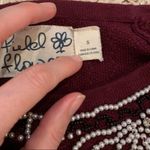 Anthropologie Field Flower Pearled Bow Sweater Raspberry S  Photo 7