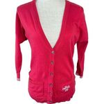 Hollister Y2K Knit Cardigan Sweater Womens S Pink V Neck Button Down Ribbed Trim Photo 0