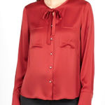 Talbots  Rouge Silk Pearl Button Blouse Size 14 Career Business Office Photo 0