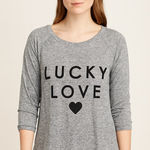 Divided Lucky Love Charcoal Grey Long Sleeve Tee Small Photo 0