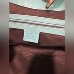 Gucci Turquoise gg canvas nailhead Bardot vintage Leather Handbag Photo 10