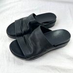 Bueno Leather Platform Slide Sandals - Black Ruched Strap - Women's 38 Photo 4