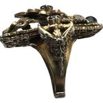 Antique Adjustable Fleur de Lis Gripoix Glass Onyx Large Georgian/Victorian Ring Brown Photo 4