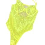 Akira Neon Yellow Green Lace Mesh Bodysuit M Sexy Underwire Photo 0