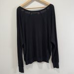 Free People  Santa Clara Thermal Top Oversized Sz M Black We the Free Boho Waffle Photo 8