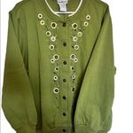 Bon worth vintage green button down flower cardigan sweatshirt size xl Photo 0