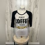 Awake  coffee print White top Photo 1
