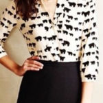 Anthropologie  Maeve Woodland Walk Black Bear Print Shirt size 6 Photo 0