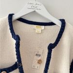 Anthropologie NWT Maeve Collarless Tipped Knit Jacket M Photo 4