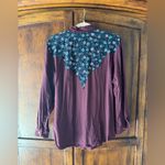 Vintage Western Burgundy and Navy Daisy Embellished Button Down Shirt M Purple Size M Photo 2