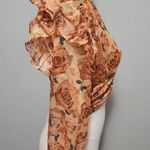 Gladious Jeans sunflower yellow floral organza ruffled crop top size xsmall Photo 3