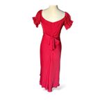 Petal and Pup  Red Satin Oralie Midi Puff Sleeve Size 6 Romantic Dress Holiday Photo 2