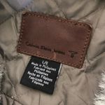 Calvin Klein Quilt Lined Trucker Jacket Faux Fur Collar Khaki Green Size Large Photo 4