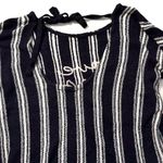 EXPRESS Soft Gauzy Navy/White Pullover Sweater with Long Bell Sleeves Photo 8