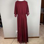 ANRABESS Maxi Dress XL Maroon Sheer Lined Slit‎ Dolman 3/4 Sleeve Elastic Waist Red Photo 8