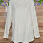 J. Jill Perfect Pima Cotton Shirttail Tunic Ivory Off White Long Sleeve Size XLP Photo 0