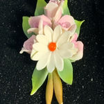 Vintage Porcelain Floral Bouquet Brooch Pin W/ Box Pink Photo 0